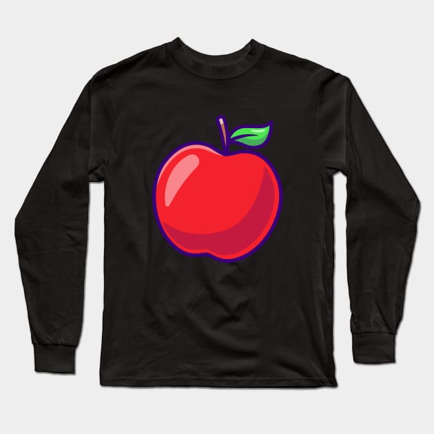 Apple Fruit Cartoon Long Sleeve T-Shirt by Catalyst Labs